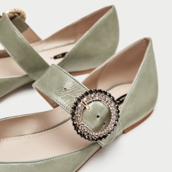 ZARA NWT BEJEWELLED LEATHER BALLERINAS size 40 - Picture 4 of 9